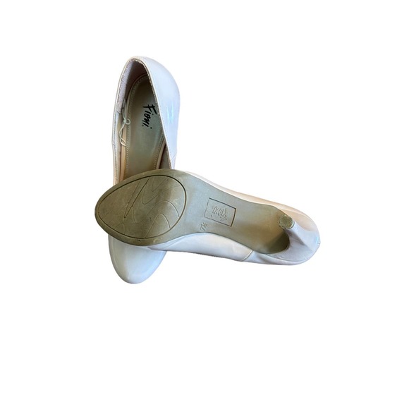 Fioni Women's Nude Tan Beige Patent Leather High Heels Size 7.5 - Picture 9 of 10